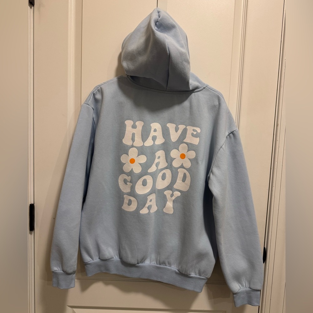 Light Blue Hoodie with Floral Print